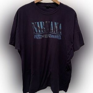 NIRVANA Nevermind Logo Tee - Black with Blue Print